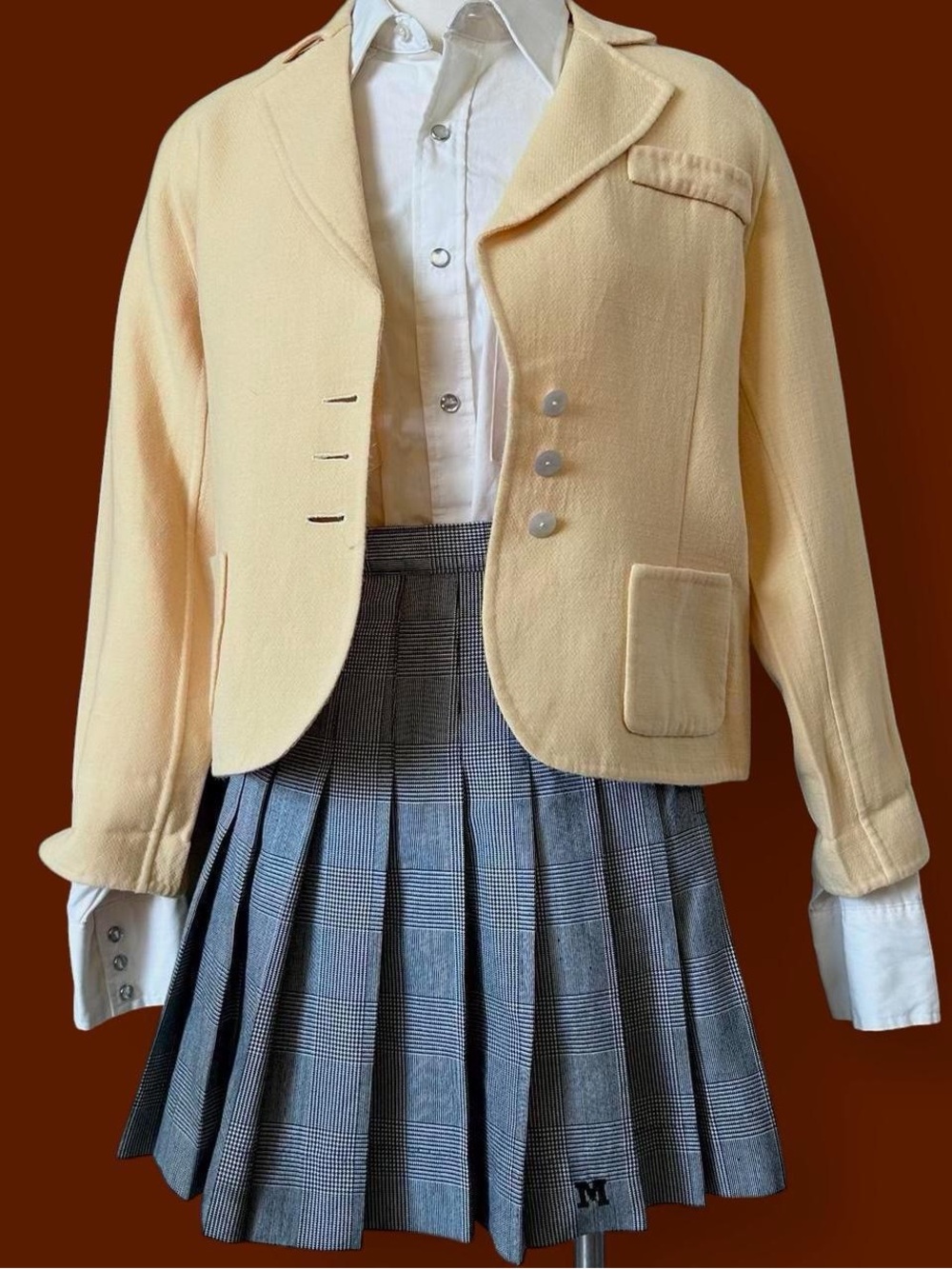 Vtg cropped wool blazer single-breasted